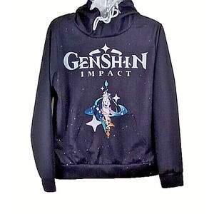 Genshin Impact Pullover Hoodie SIze Small {4} Black Anime Waifu Pocket